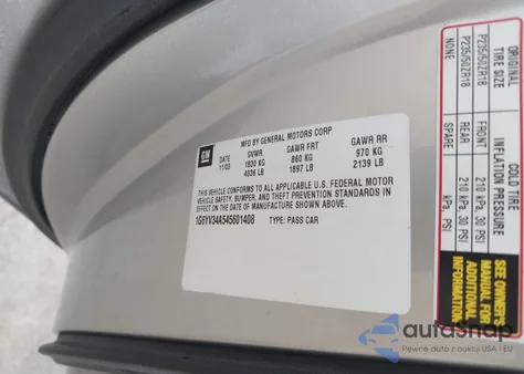 2004 Cadillac Xlr Standard из США, поврежденный, VIN 1G6YV34A545601408